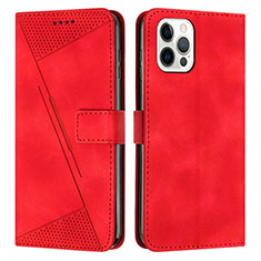 Leather Case Stands Flip Cover Holder Y01X for Apple iPhone 13 Pro Max Red