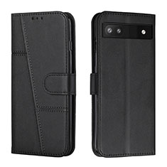 Leather Case Stands Flip Cover Holder Y01X for Google Pixel 6a 5G Black