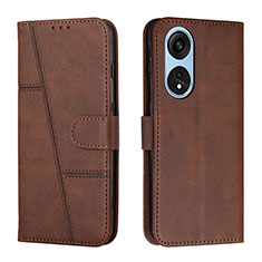 Leather Case Stands Flip Cover Holder Y01X for Huawei Honor X5 Plus Brown