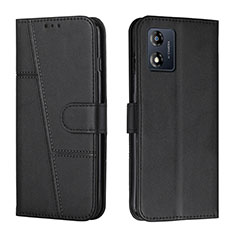 Leather Case Stands Flip Cover Holder Y01X for Motorola Moto E13 Black