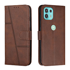 Leather Case Stands Flip Cover Holder Y01X for Motorola Moto Edge 20 Lite 5G Brown
