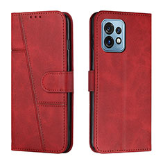 Leather Case Stands Flip Cover Holder Y01X for Motorola Moto Edge 40 Pro 5G Red