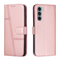 Leather Case Stands Flip Cover Holder Y01X for Motorola Moto Edge S30 5G Rose Gold