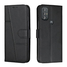 Leather Case Stands Flip Cover Holder Y01X for Motorola Moto G Play (2023) Black