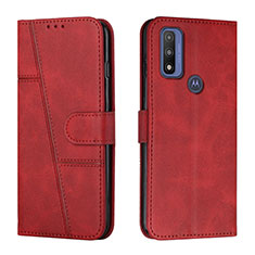 Leather Case Stands Flip Cover Holder Y01X for Motorola Moto G Pure Red