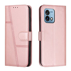 Leather Case Stands Flip Cover Holder Y01X for Motorola Moto G Stylus (2023) 4G Rose Gold