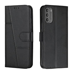 Leather Case Stands Flip Cover Holder Y01X for Motorola Moto G31 Black
