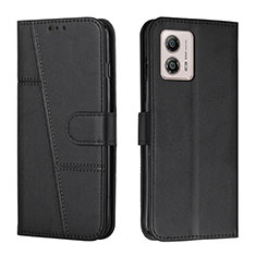 Leather Case Stands Flip Cover Holder Y01X for Motorola Moto G73 5G Black