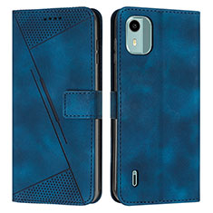 Leather Case Stands Flip Cover Holder Y01X for Nokia C12 Blue