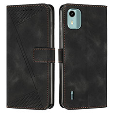 Leather Case Stands Flip Cover Holder Y01X for Nokia C12 Plus Black