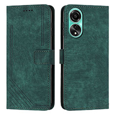Leather Case Stands Flip Cover Holder Y01X for Oppo A18 Green