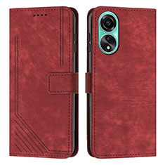 Leather Case Stands Flip Cover Holder Y01X for Oppo A18 Red