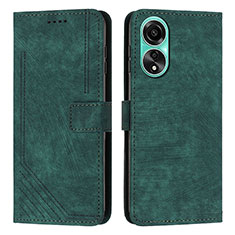 Leather Case Stands Flip Cover Holder Y01X for Oppo A38 Green