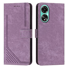 Leather Case Stands Flip Cover Holder Y01X for Oppo A78 4G Purple