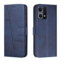 Leather Case Stands Flip Cover Holder Y01X for Oppo F21 Pro 4G Blue