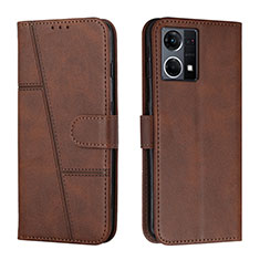 Leather Case Stands Flip Cover Holder Y01X for Oppo F21 Pro 4G Brown