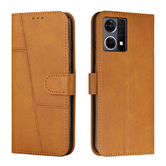 Leather Case Stands Flip Cover Holder Y01X for Oppo F21 Pro 4G Light Brown