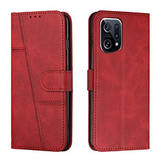 Leather Case Stands Flip Cover Holder Y01X for Oppo Find X5 Pro 5G Red