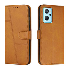 Leather Case Stands Flip Cover Holder Y01X for Oppo K10 4G Light Brown