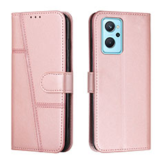 Leather Case Stands Flip Cover Holder Y01X for Oppo K10 4G Rose Gold