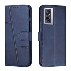 Leather Case Stands Flip Cover Holder Y01X for Oppo K10 5G India Blue