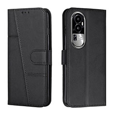 Leather Case Stands Flip Cover Holder Y01X for Oppo Reno10 Pro+ Plus 5G Black