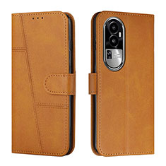 Leather Case Stands Flip Cover Holder Y01X for Oppo Reno10 Pro+ Plus 5G Light Brown