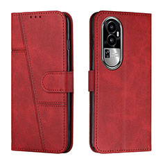 Leather Case Stands Flip Cover Holder Y01X for Oppo Reno10 Pro+ Plus 5G Red