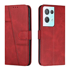 Leather Case Stands Flip Cover Holder Y01X for Oppo Reno9 Pro+ Plus 5G Red