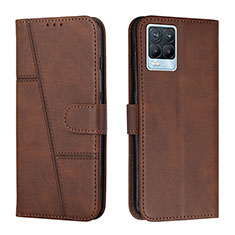 Leather Case Stands Flip Cover Holder Y01X for Realme 8 4G Brown