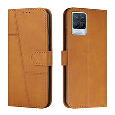 Leather Case Stands Flip Cover Holder Y01X for Realme 8 4G Light Brown