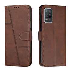 Leather Case Stands Flip Cover Holder Y01X for Realme 8 5G Brown