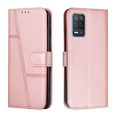 Leather Case Stands Flip Cover Holder Y01X for Realme 8s 5G Rose Gold