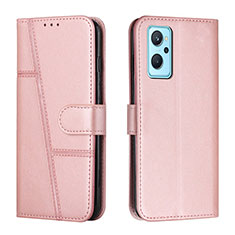 Leather Case Stands Flip Cover Holder Y01X for Realme 9i 5G Rose Gold