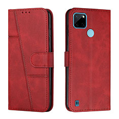 Leather Case Stands Flip Cover Holder Y01X for Realme C21Y Red