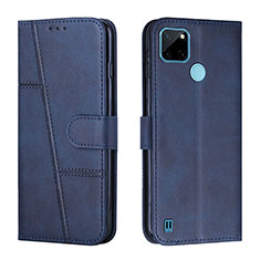 Leather Case Stands Flip Cover Holder Y01X for Realme C25Y India Blue