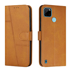 Leather Case Stands Flip Cover Holder Y01X for Realme C25Y India Light Brown