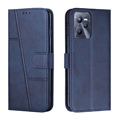 Leather Case Stands Flip Cover Holder Y01X for Realme C35 Blue