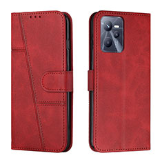 Leather Case Stands Flip Cover Holder Y01X for Realme Narzo 50A Prime Red