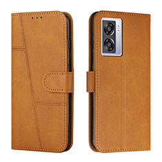 Leather Case Stands Flip Cover Holder Y01X for Realme Q5i 5G Light Brown