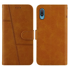 Leather Case Stands Flip Cover Holder Y01X for Samsung Galaxy A02 Light Brown