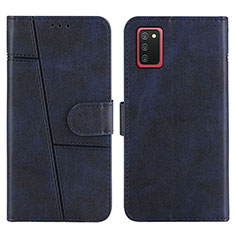 Leather Case Stands Flip Cover Holder Y01X for Samsung Galaxy A02s Blue