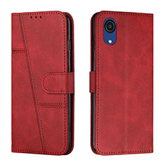 Leather Case Stands Flip Cover Holder Y01X for Samsung Galaxy A03 Core Red