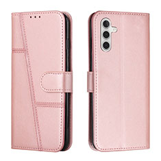 Leather Case Stands Flip Cover Holder Y01X for Samsung Galaxy A04s Rose Gold