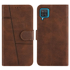 Leather Case Stands Flip Cover Holder Y01X for Samsung Galaxy A12 5G Brown