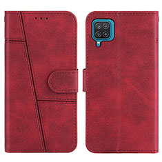 Leather Case Stands Flip Cover Holder Y01X for Samsung Galaxy A12 5G Red