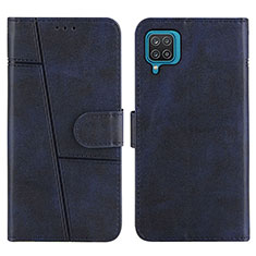 Leather Case Stands Flip Cover Holder Y01X for Samsung Galaxy A12 Blue