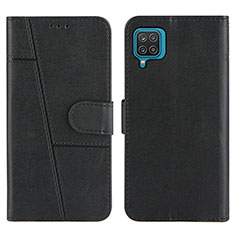 Leather Case Stands Flip Cover Holder Y01X for Samsung Galaxy A12 Nacho Black