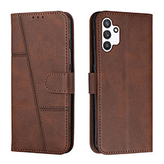Leather Case Stands Flip Cover Holder Y01X for Samsung Galaxy A13 4G Brown