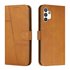 Leather Case Stands Flip Cover Holder Y01X for Samsung Galaxy A13 4G Light Brown